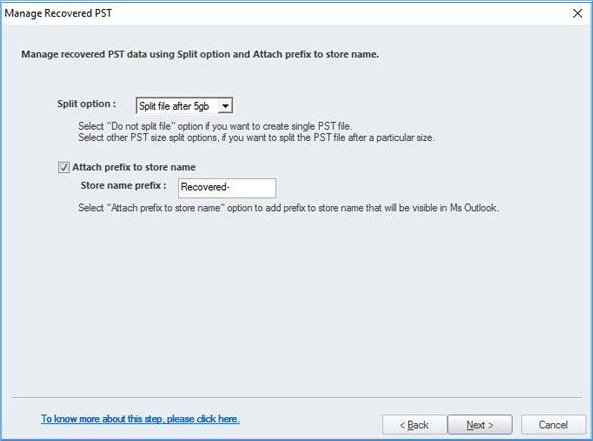 Choose to split PST file