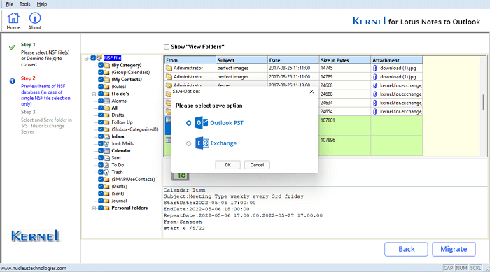 Choose Outlook PST option