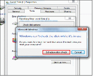 then a dialog box with a warning message appears
