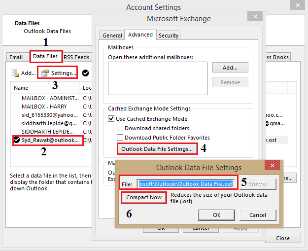 pst file location compacting