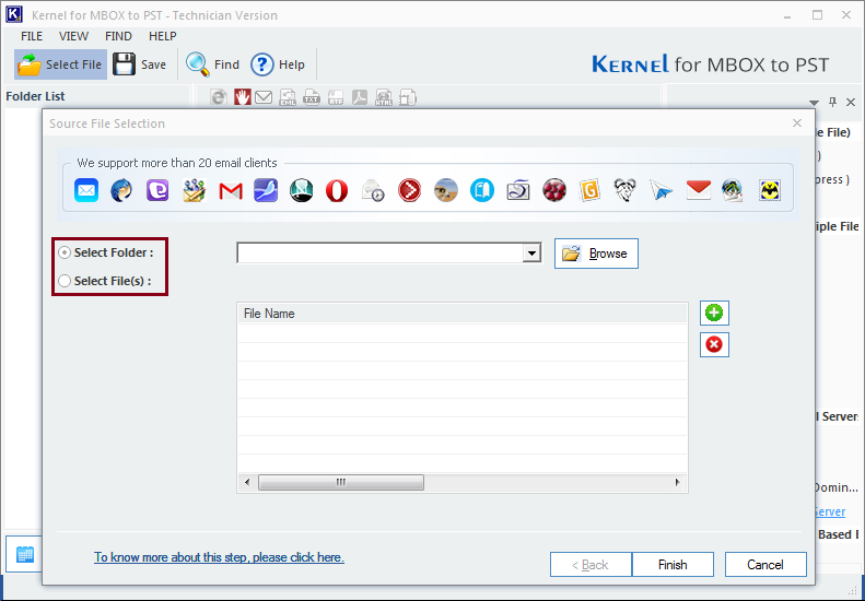 Select mode to add MBOX file