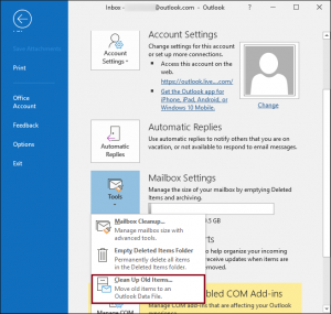 archiving emails in outlook 2016