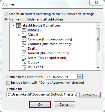 what is the archive folder in outlook 2016