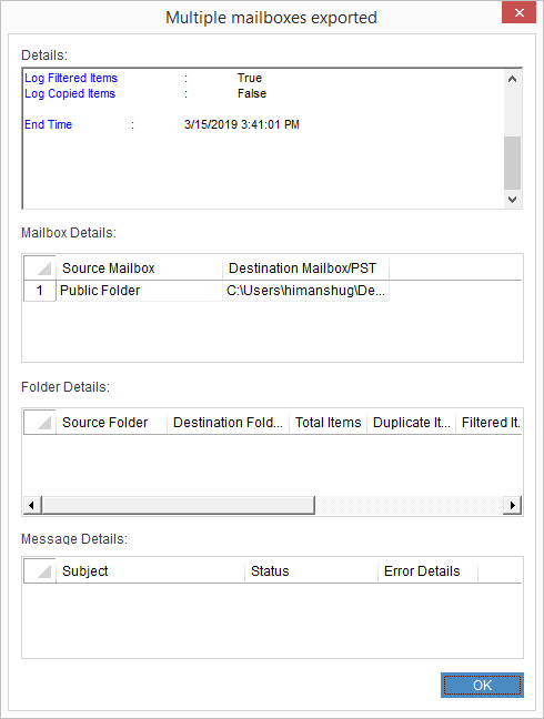 report of migrated public folders