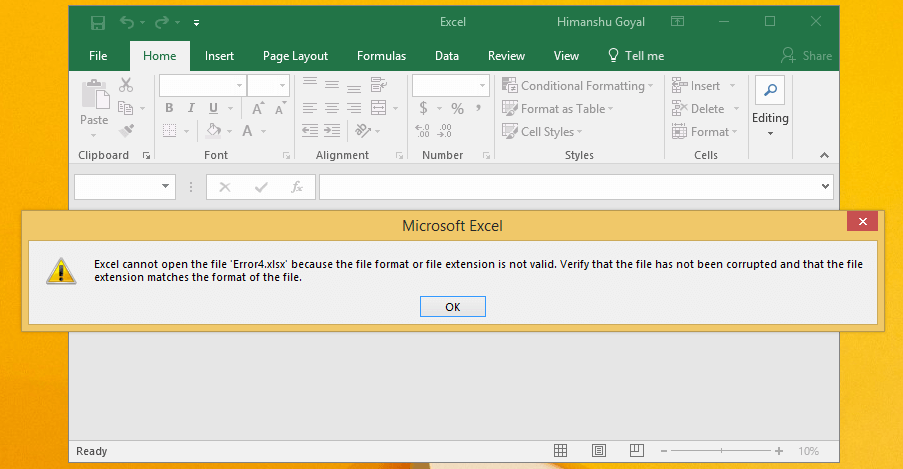 excel does not open in windows 10