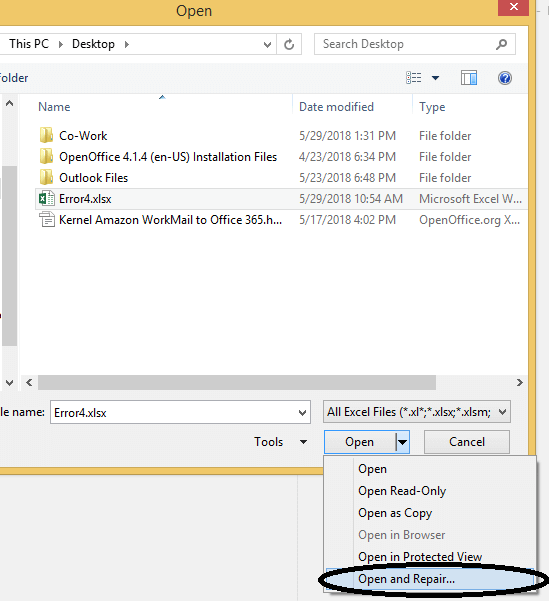 microsoft excel not working virtual application error