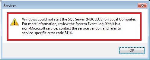 retrieve causing MSSQL error code 3414
