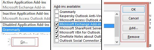 select or deselect to activate or deactivate add-in