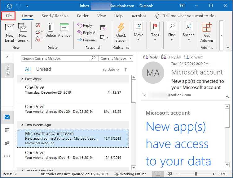 Select File Tab