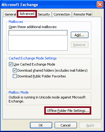 Offline Folder File Settings