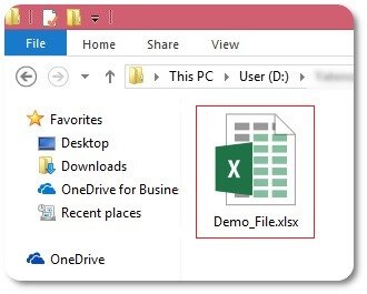 Move to the corrupt excel file folder