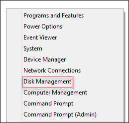 From the list, select Disk Management.