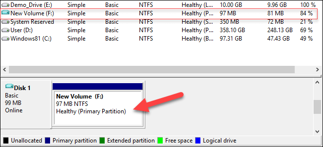 Wait for a few seconds; the partition will now be available as below