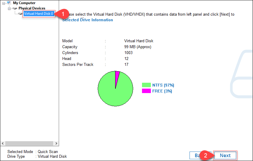 Once the Virtual Hard Disk Drive is loaded