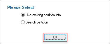 Select Use existing partition info and click OK.