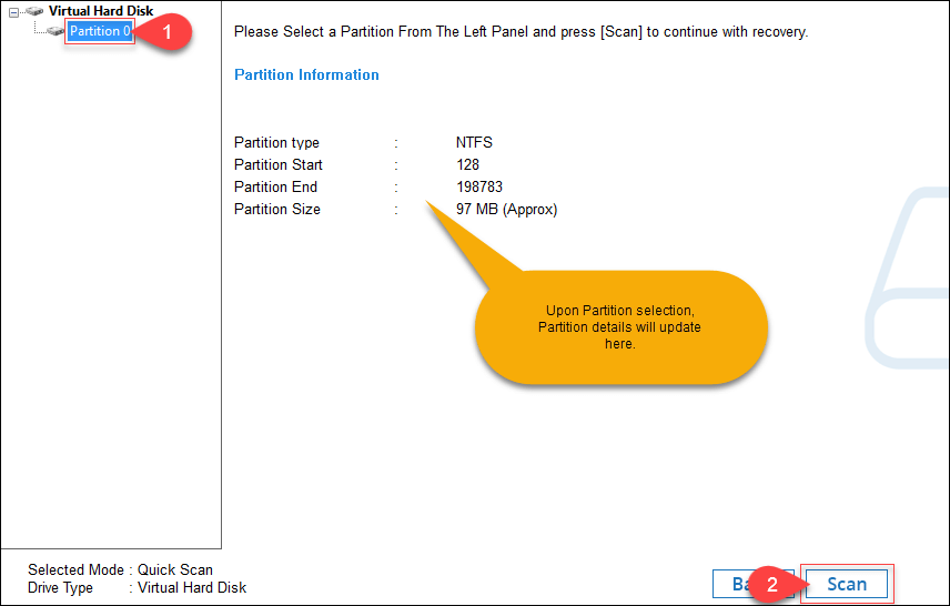 select Partition 0, and click Scan