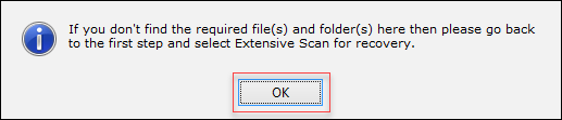 Click Ok when the scan completes