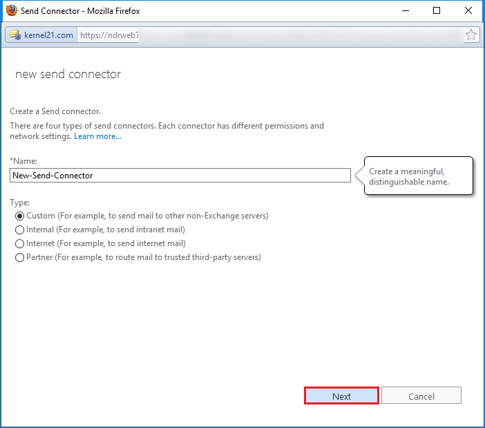 Create a send connector