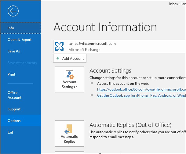File tab and click Options