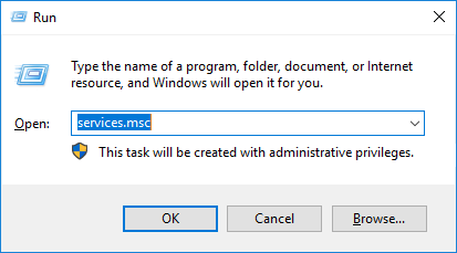 Run services.msc