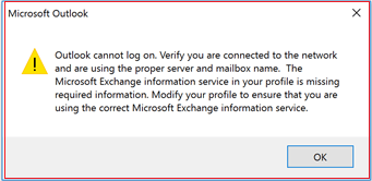 Outlook Cannot Log On