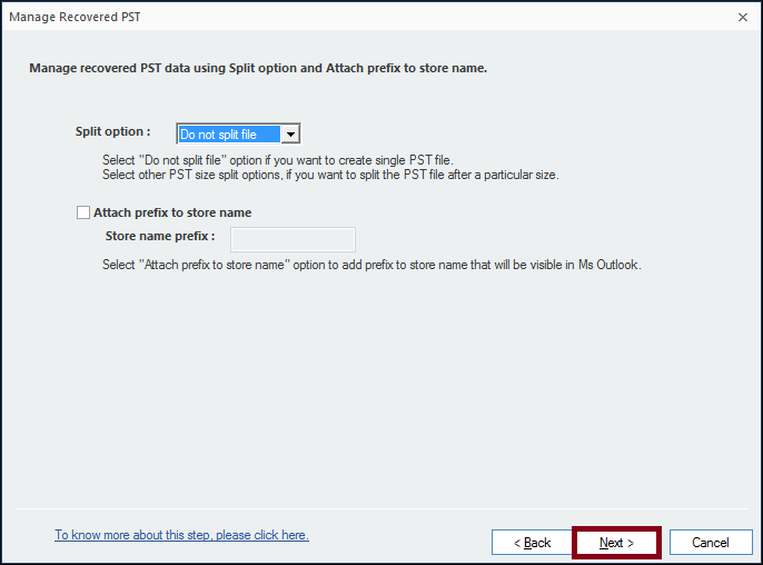 manage the PST file