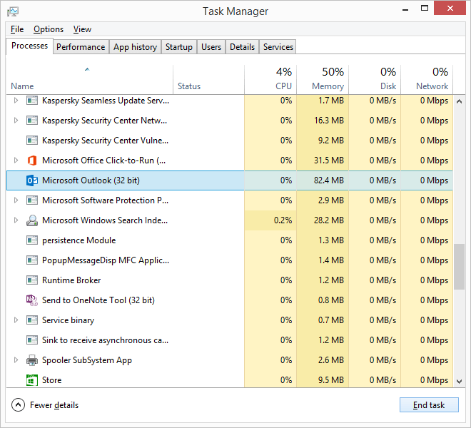 click End Task