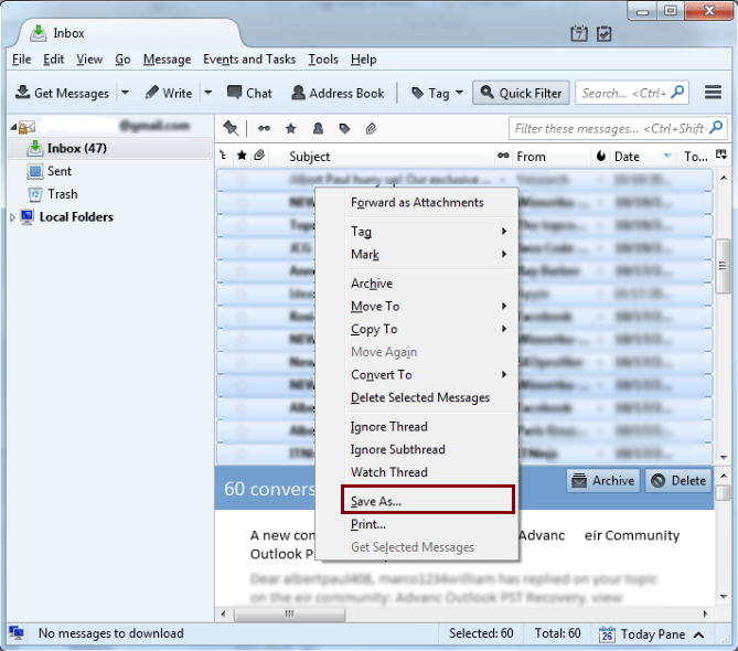 Choose the EML file option