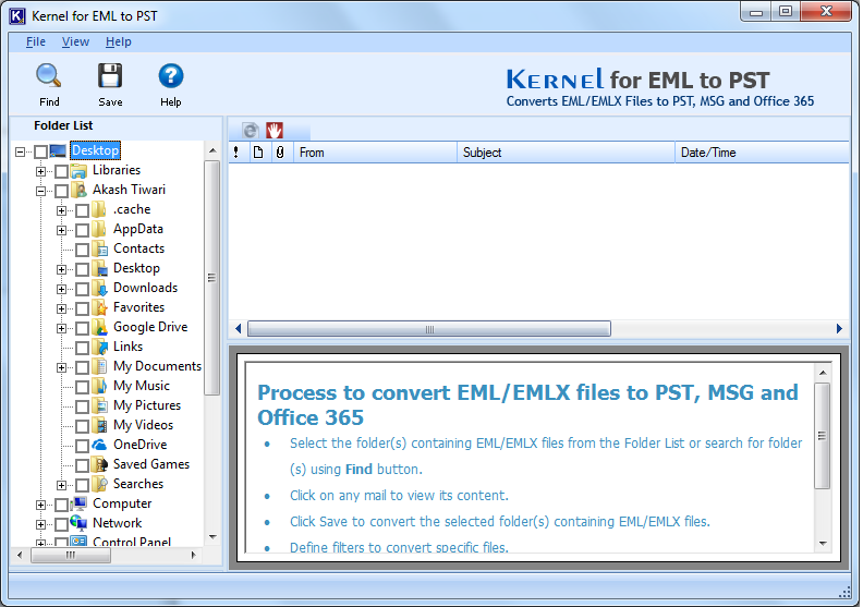 Launch EML to PST Converter