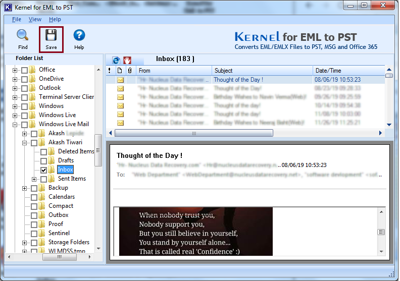 Select EML file