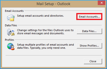 Email Accounts setting