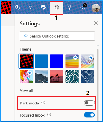 switch the Dark mode on and off as shown below