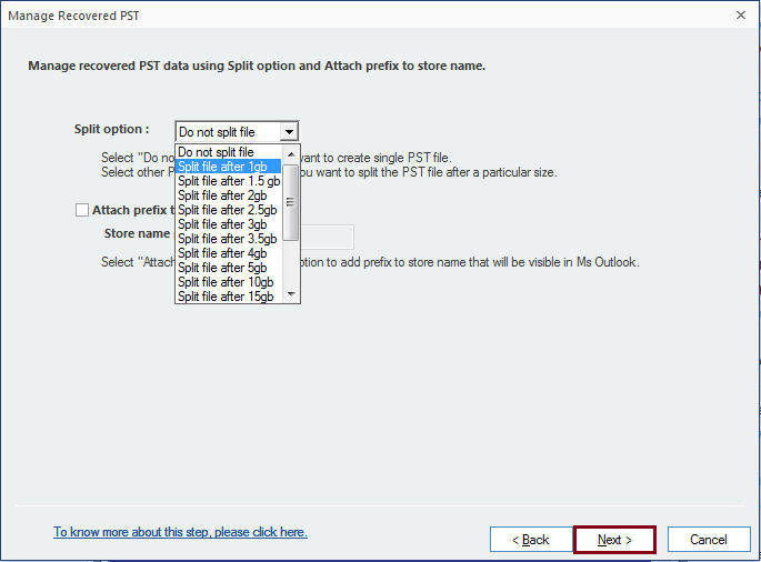 Choose the option to split your converted file