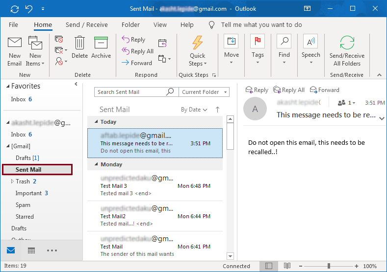 bericht terugroepen in outlook