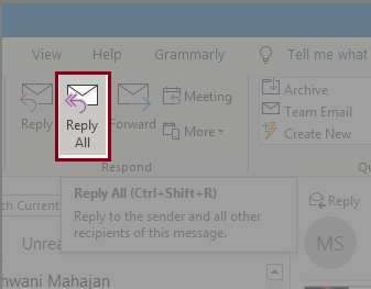 Click on Reply or Reply All option on the top