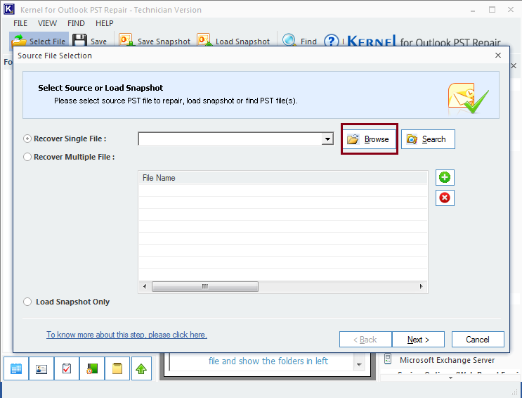 click on the Browse button to select the PST file
