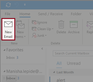 clicking on the New Email button
