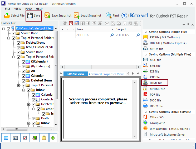  click on the Save button on the top of the screen to proceed towards the conversion