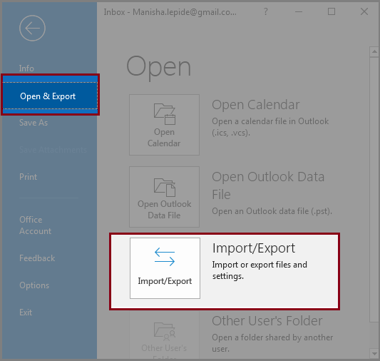click on the Import/Export option