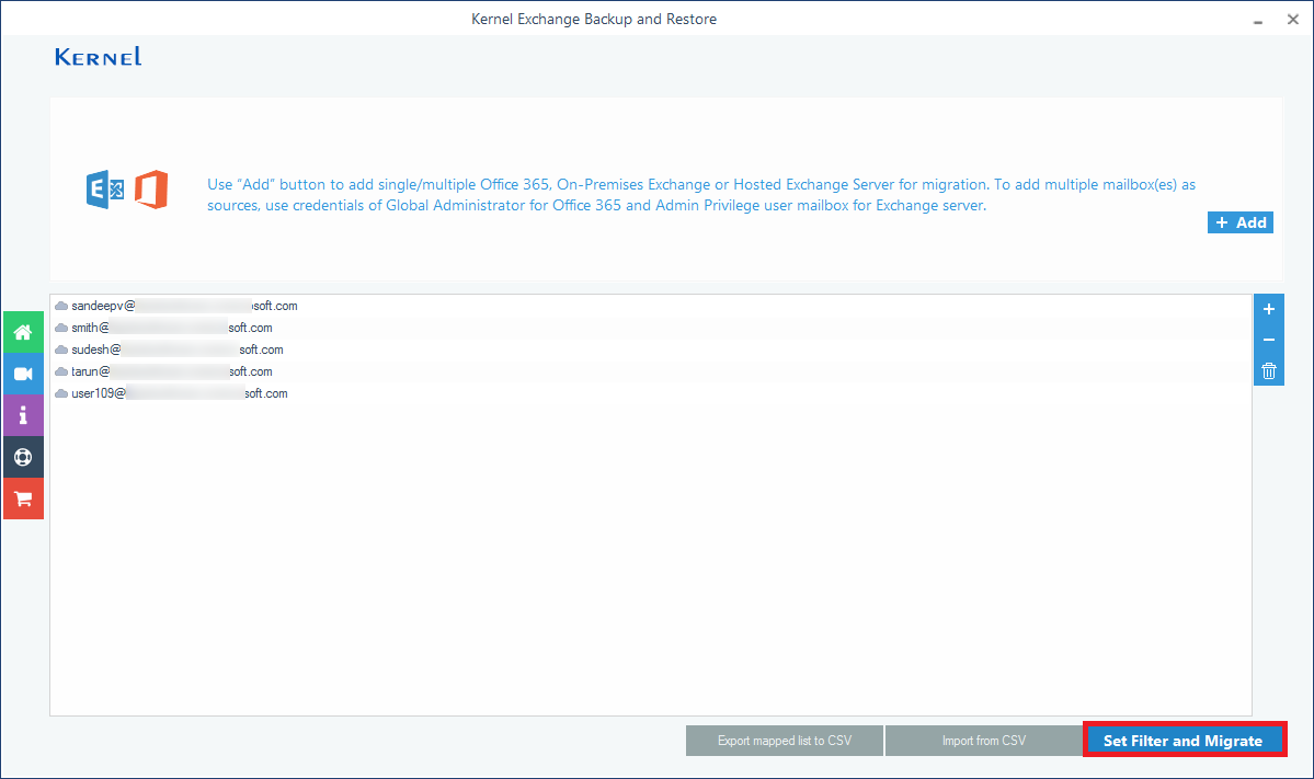Set Filter and Migrate