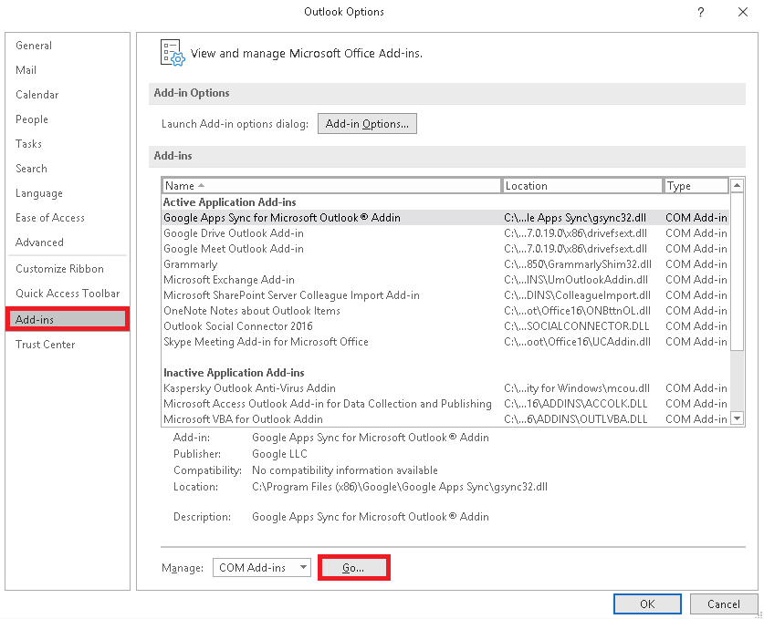 Manage COM Add-ins