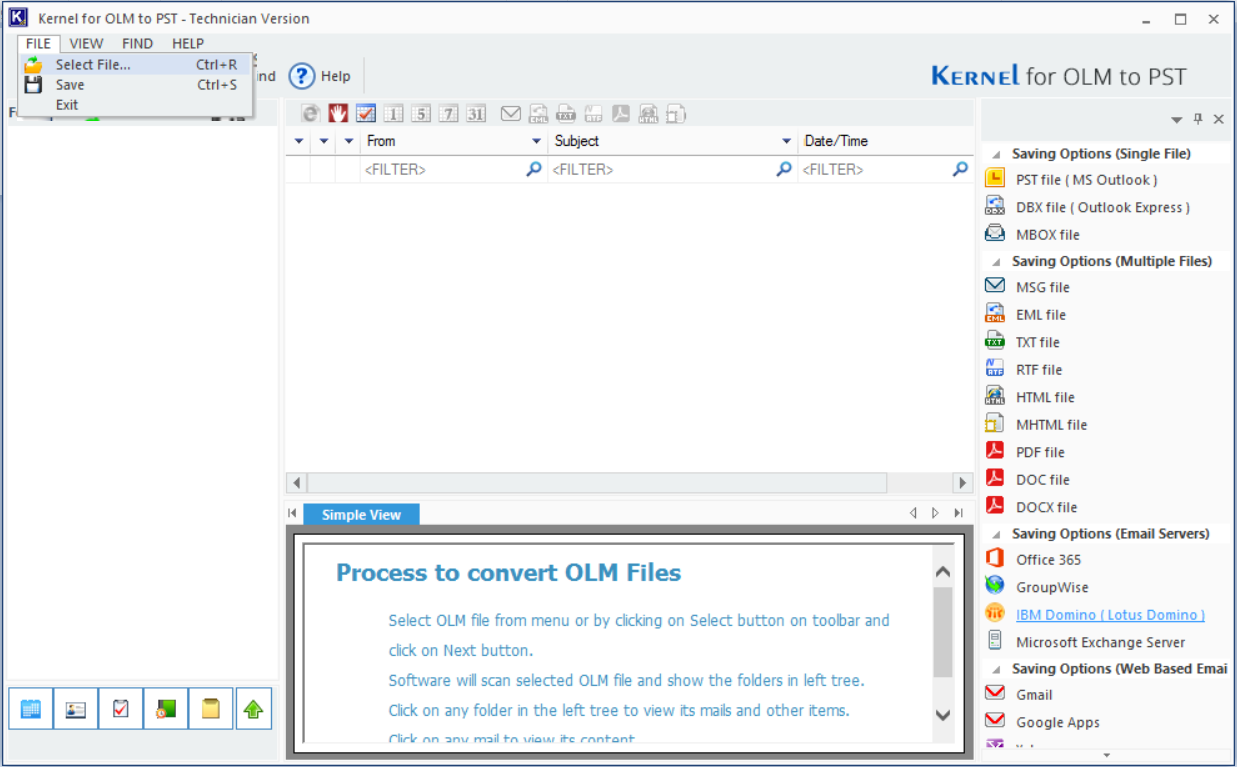 OLM to PST interfaces