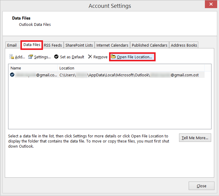 Select the account