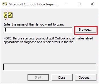 locate the corrupt PST file