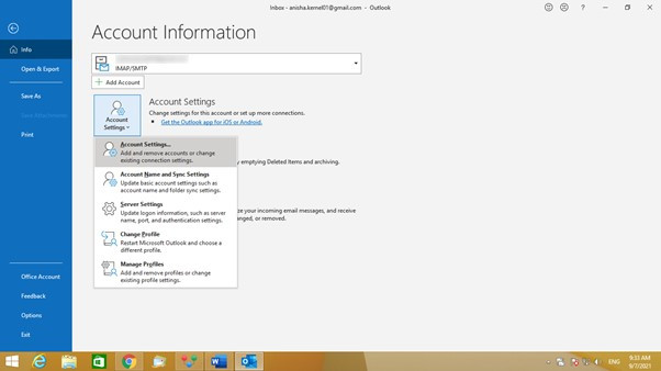 Go to the ‘Account Settings’ under the same tab