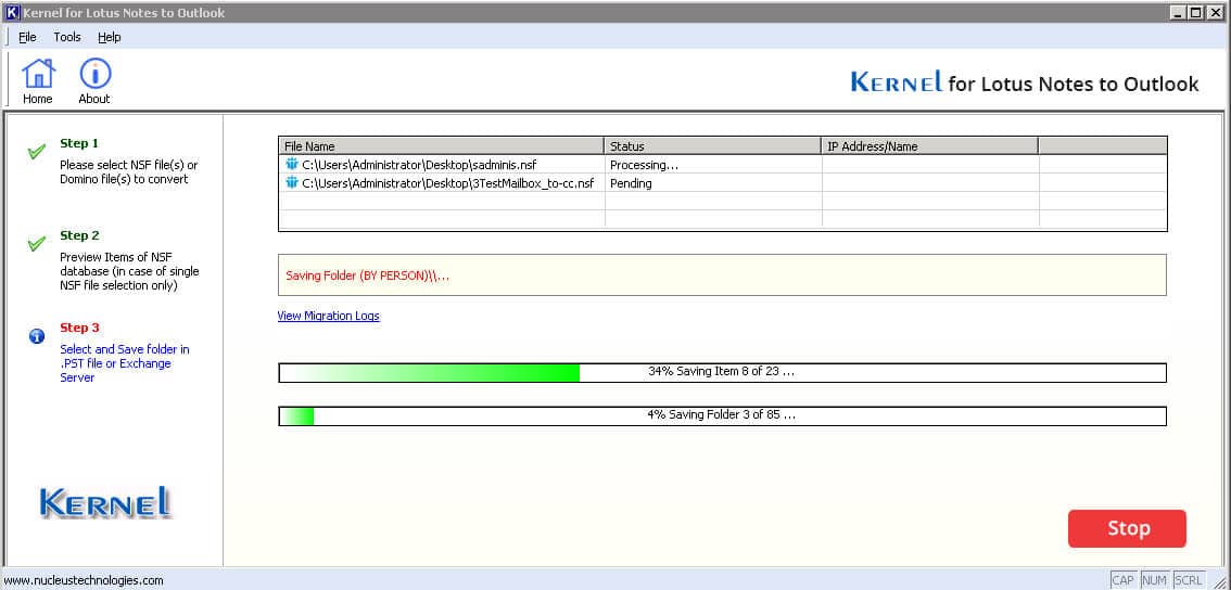View the live migration progress with log reports