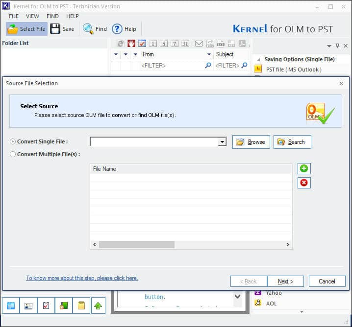 Welcome Screen to perform OLM File Migration