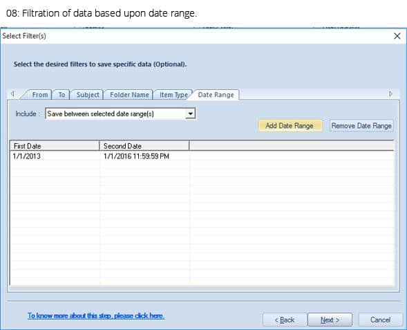 Filtration of data based upon date range