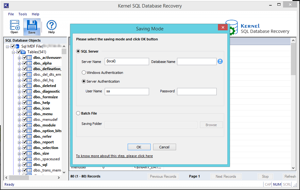 Save data directly to SQL server through log in details