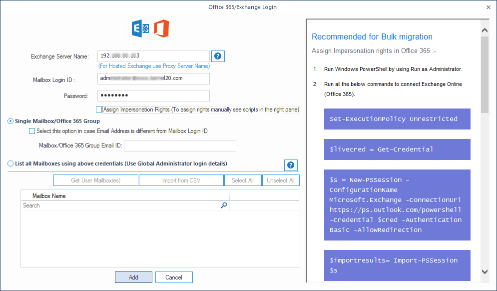 office 365 exchange server name